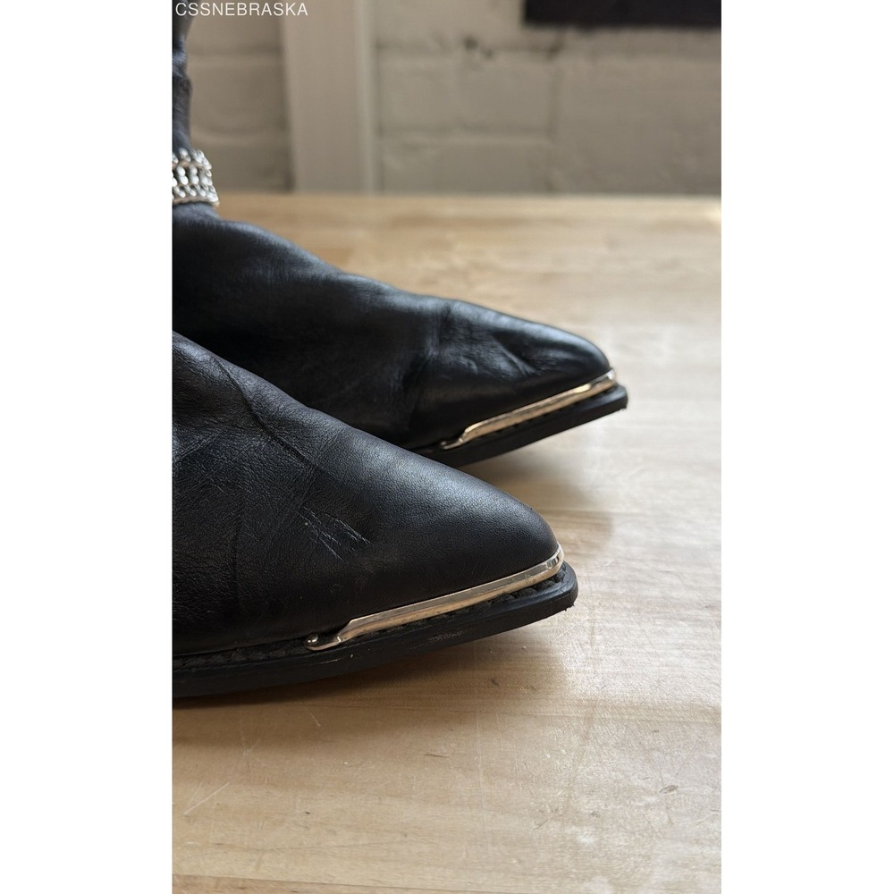 Vintage Dingo Black Leather Harness Chain Western Cowboy Boots Women's Size 7 M - Picture 3 of 10